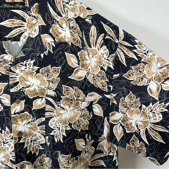 Milano Bay Men's Hawaiian Shirt Black Tan Short Sleeve Button Up Tropical Sz XXL - Picture 4 of 11